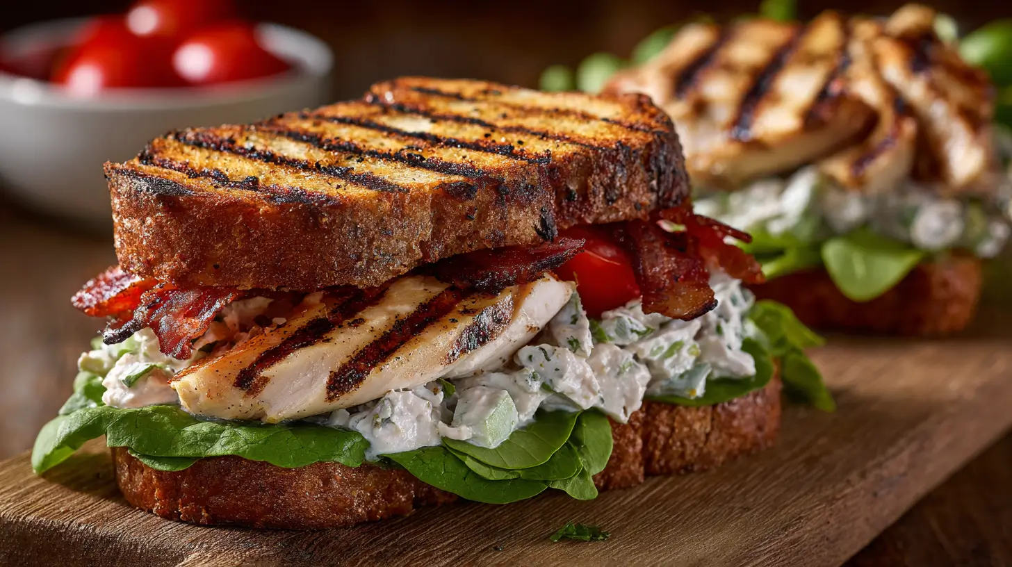 BLT Sandwich with grilled chicken and chicken salad