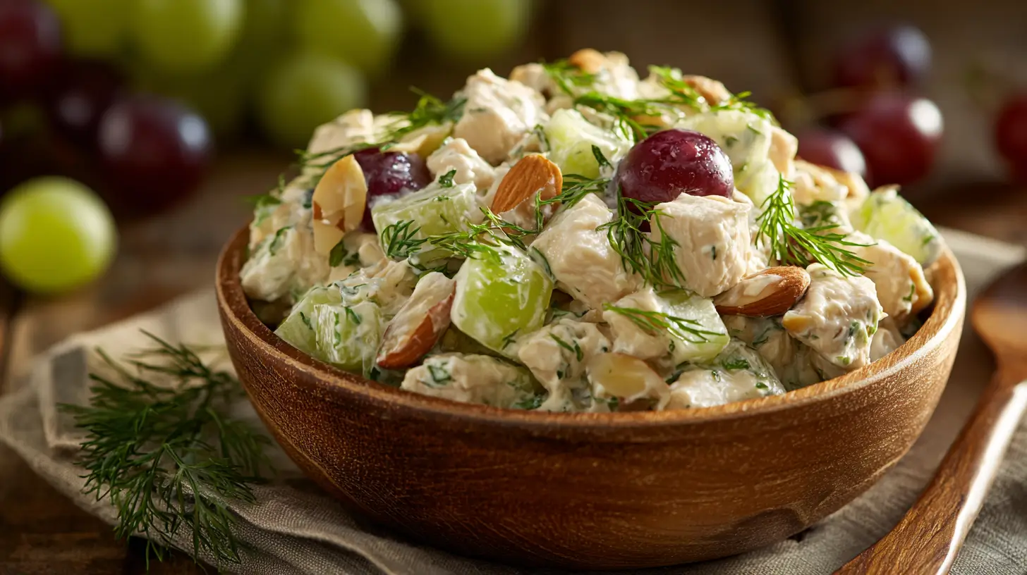 Creamy chicken salad with fresh ingredients
