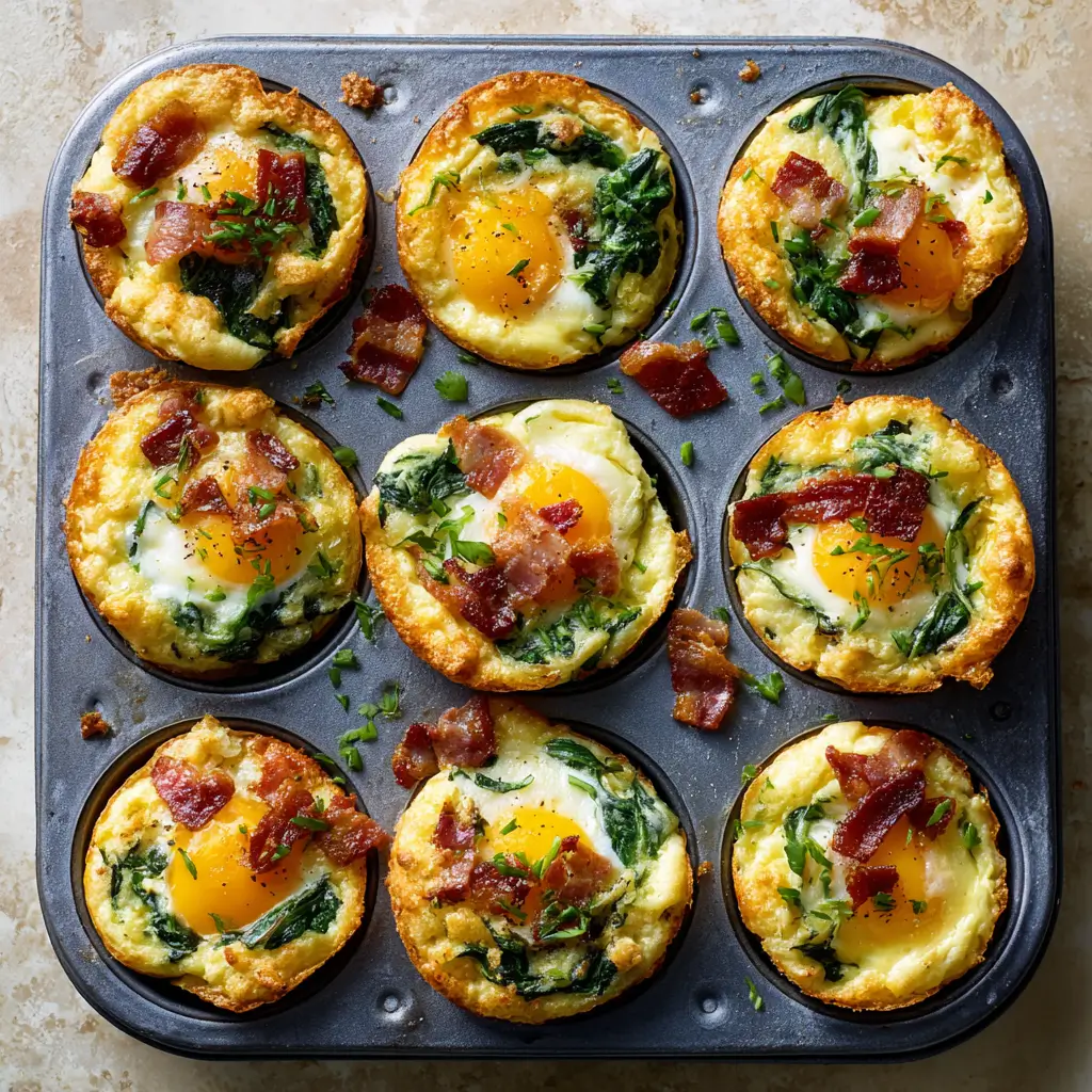 Baked breakfast biscuit cups in muffin tin