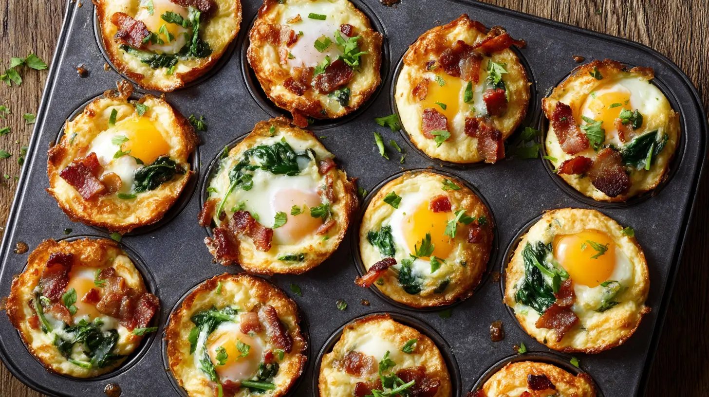 Baked breakfast biscuit cups in muffin tin