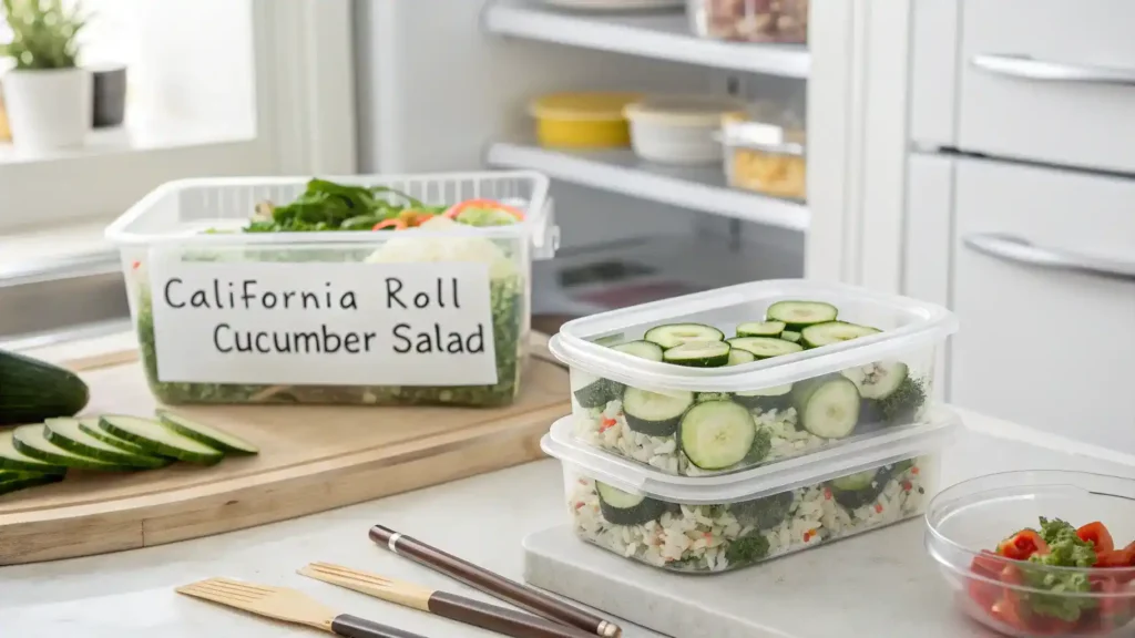Storing California Roll Cucumber Salad