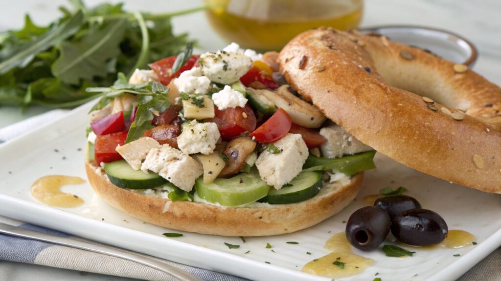 Mediterranean Chicken Salad Bagel