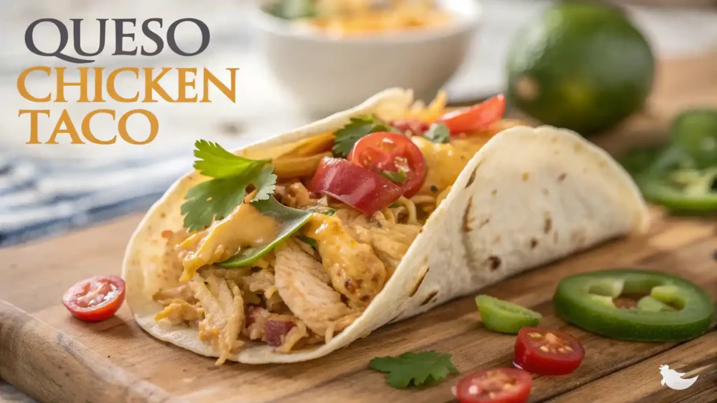 Close-up of QUESO CHICKEN TACOS