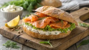 Close-up of a delicious Salmon Sandwich