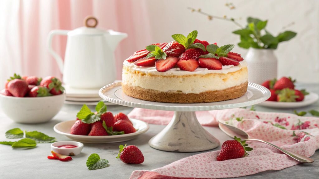 Finished Strawberry Cheesecake Cake