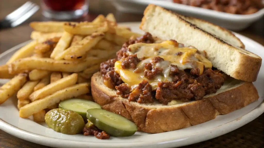 Texas Toast Sloppy Joes served with fries