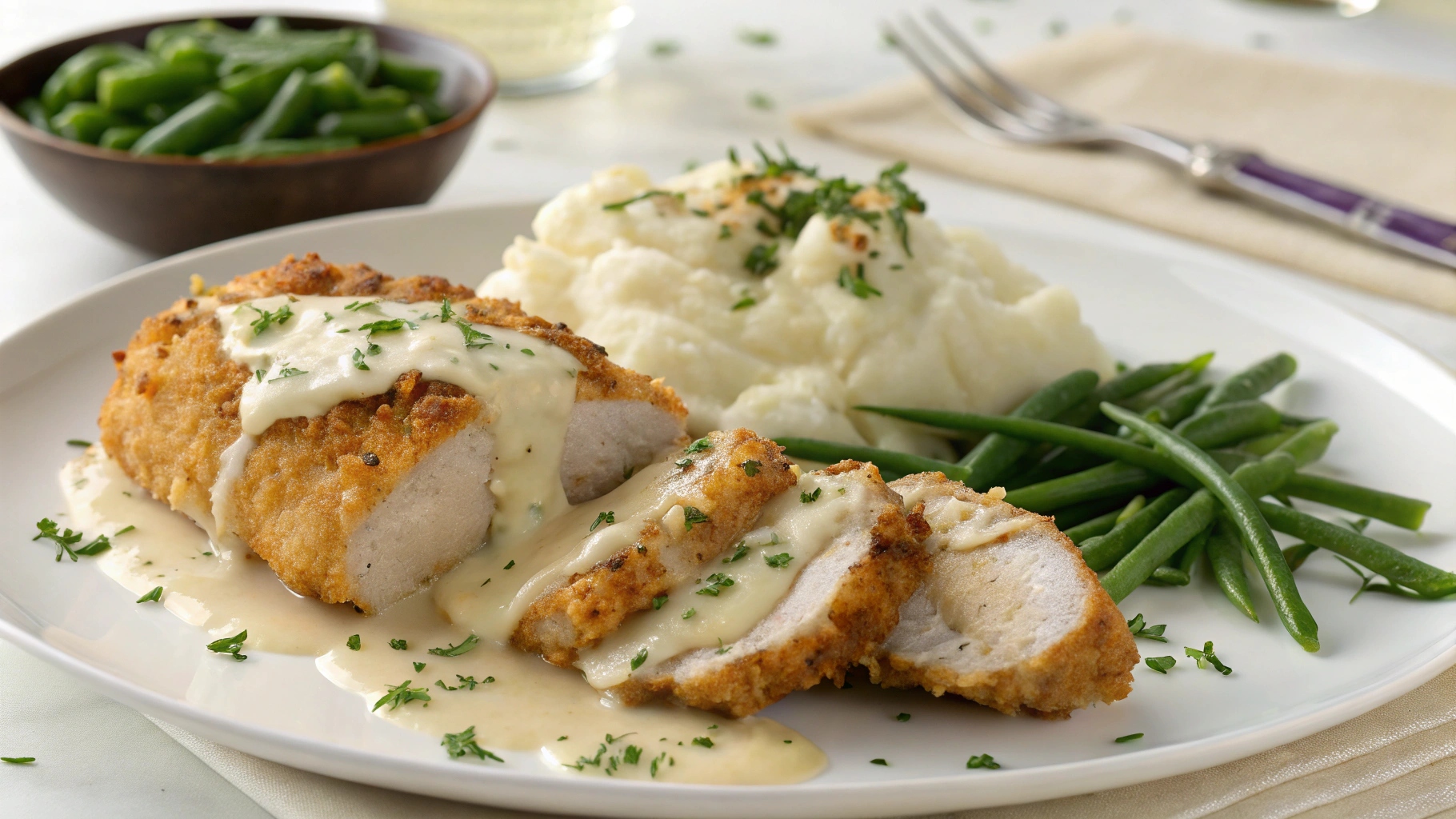 Crispy Parmesan Chicken with a Rich Garlic Sauce