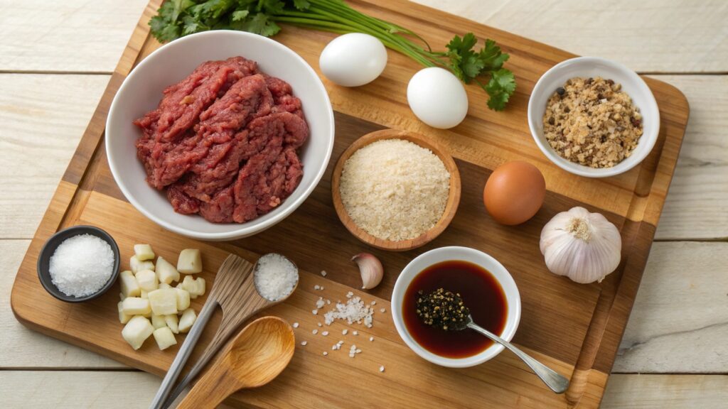 Ingredients for Crockpot Salisbury Steak Meatballs