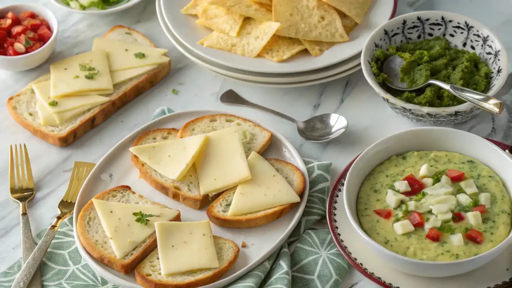 Serving suggestions for green chile garlic cheese