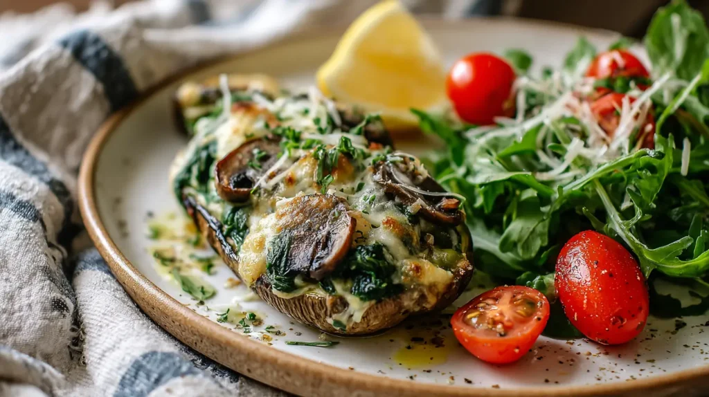 Spinach Mushroom Zucchini Boats