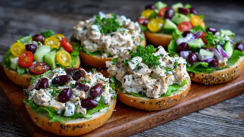 Mediterranean Chicken Salad Bagel
