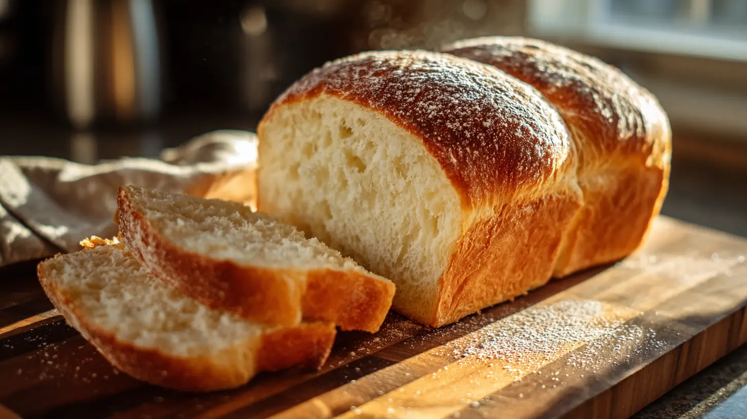 Soft Milk Bread loaf with fluffy interior