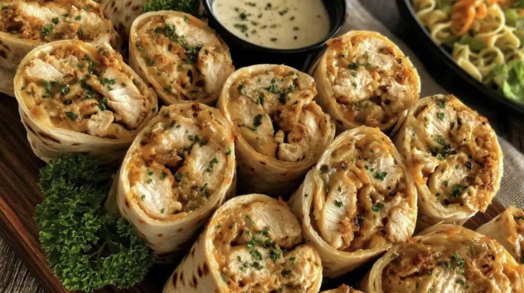 Cheesy Garlic Chicken Wraps