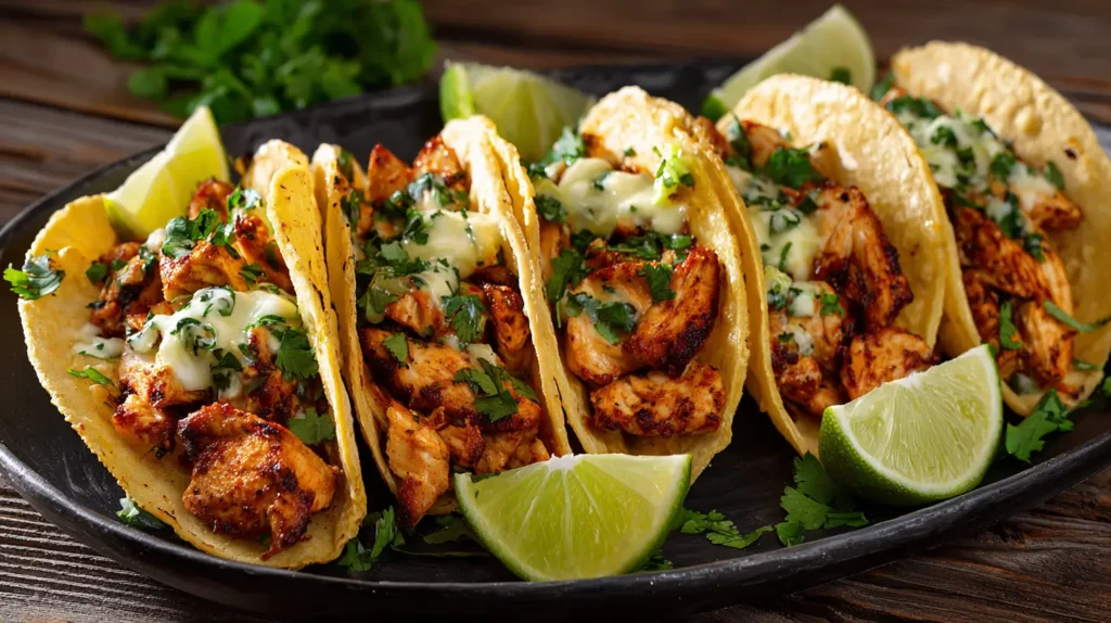 QUESO CHICKEN TACOS