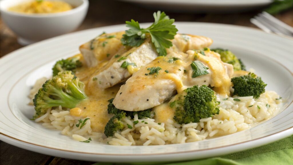 Cheesy Chicken with Broccoli and Rice