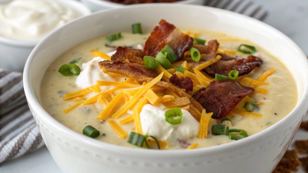 crockpot loaded potato soup with frozen potatoes