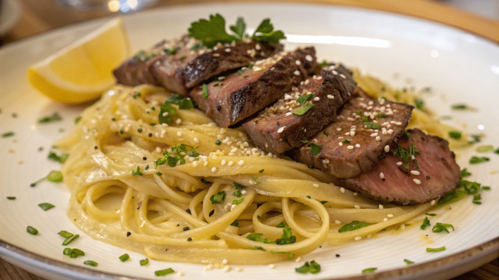 Garlic Butter Steak Lightning Noodles