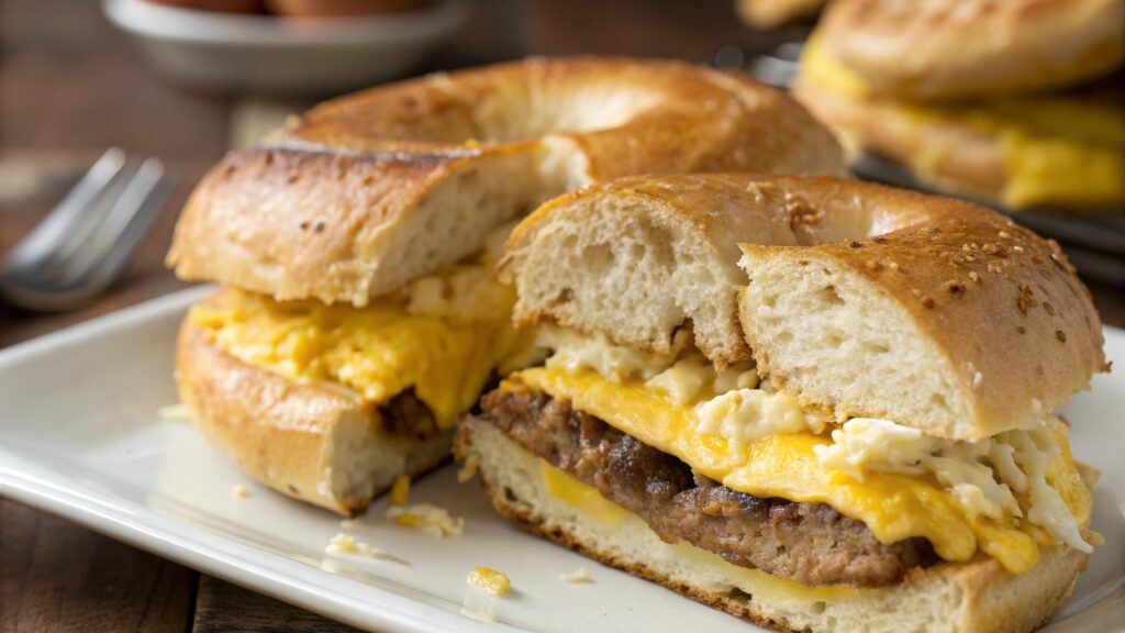 Sausage, Egg and Cheese Breakfast Bagels