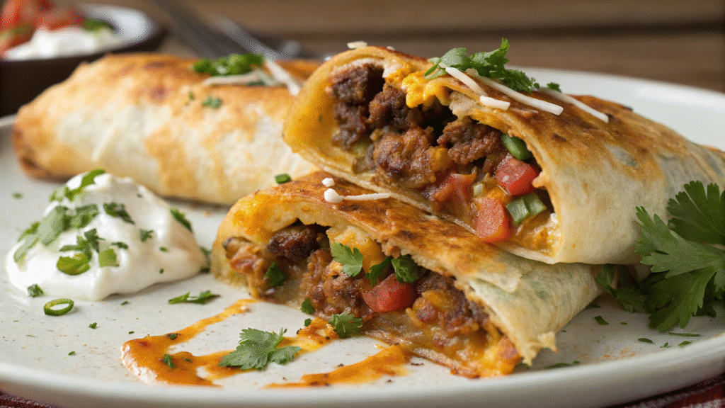Crispy Beef and Cheese Chimichangas