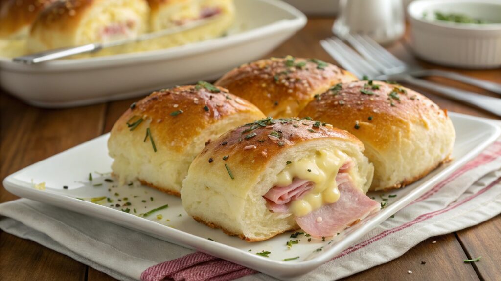 Baked Ham and Cheese Rolls