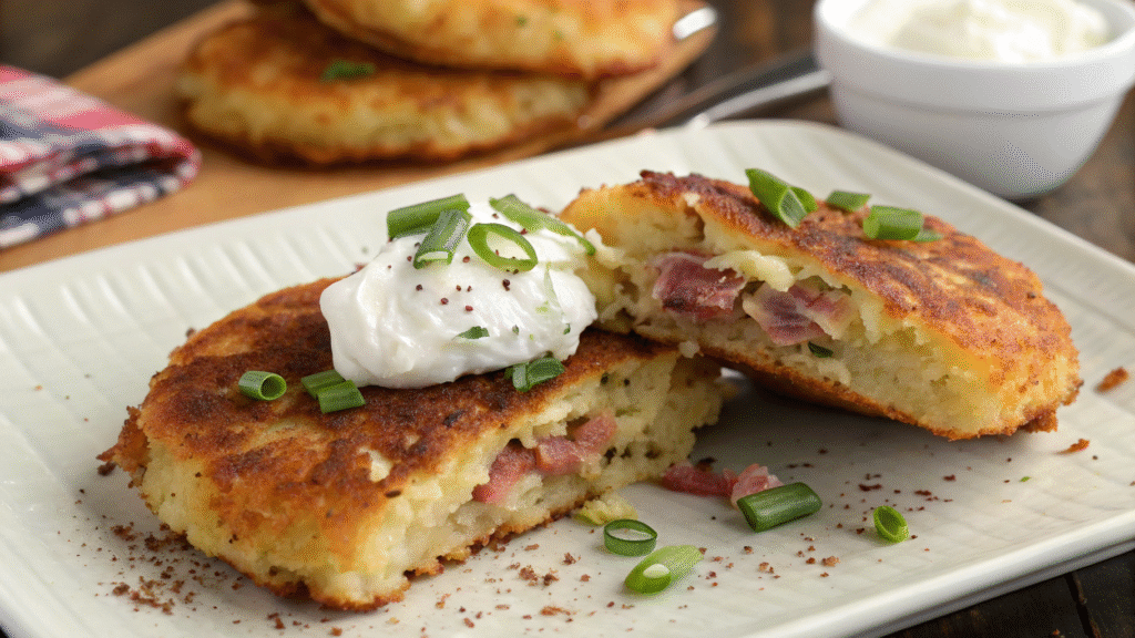 Mashed Potato Pancakes with Meat Filling