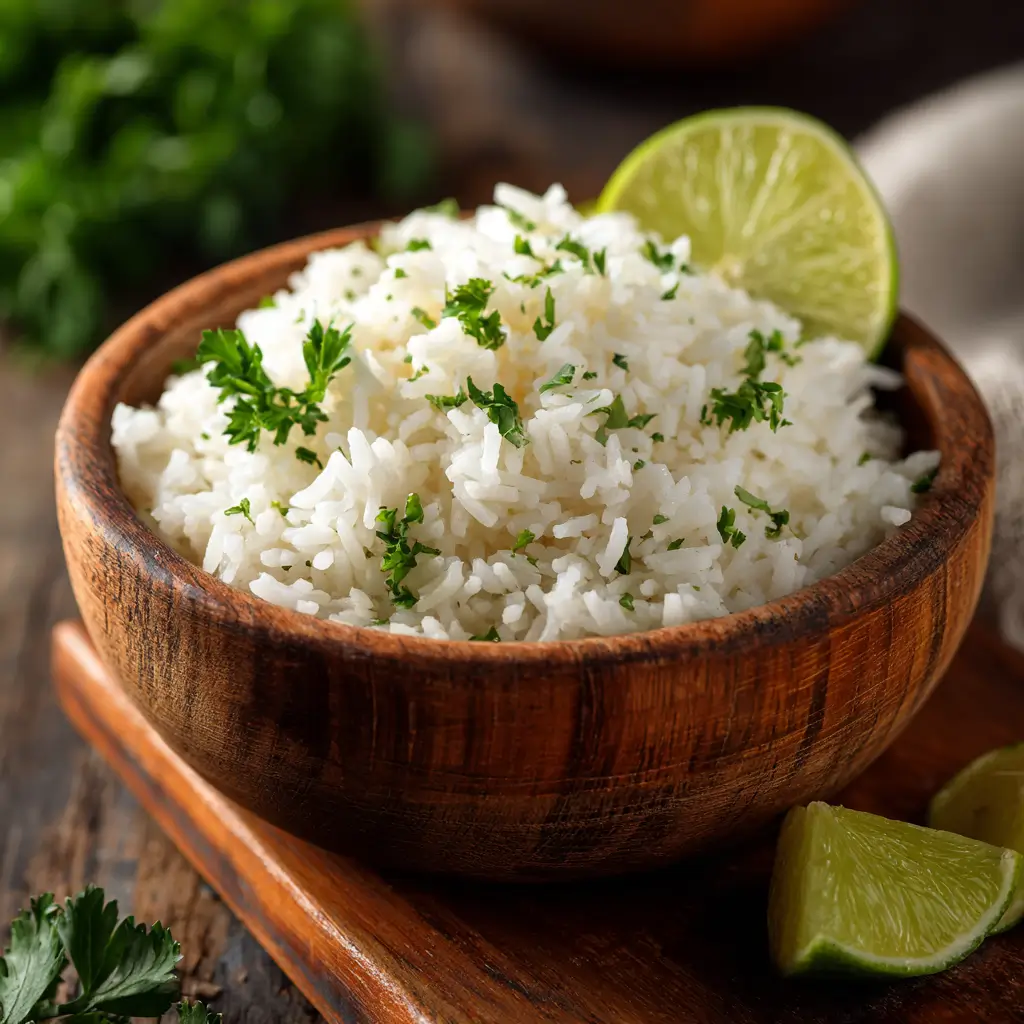 Bowl of freshly cooked Minute Jasmine Rice with garnish