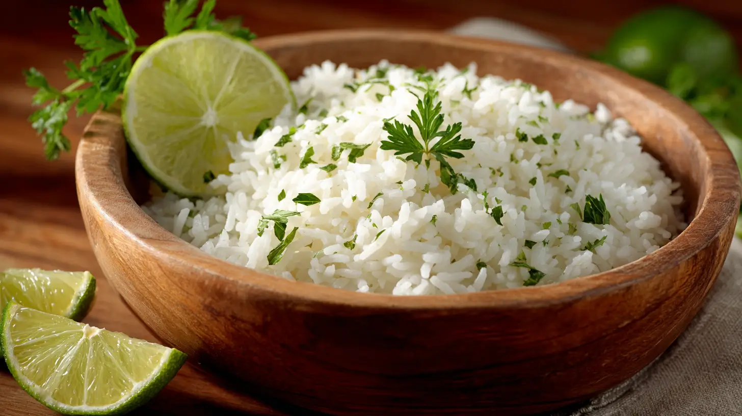 Bowl of freshly cooked Minute Jasmine Rice with garnish