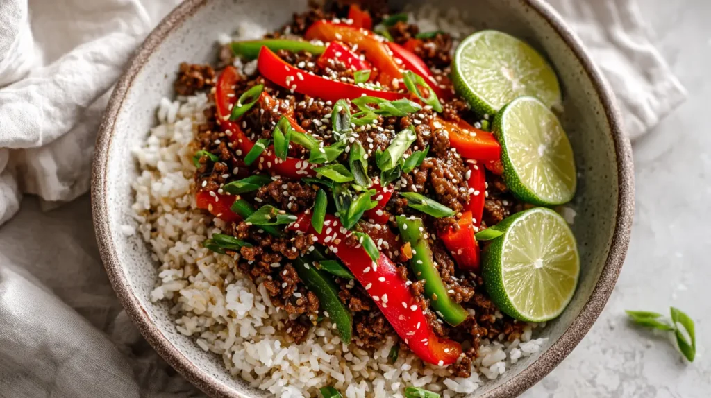 Beef And Pepper Rice Bowls
