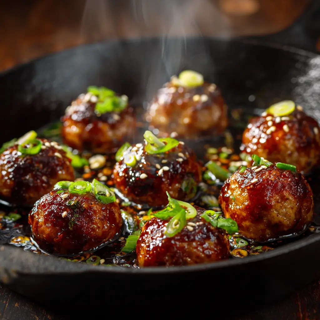 Hello Fresh Ginger Meatballs in skillet