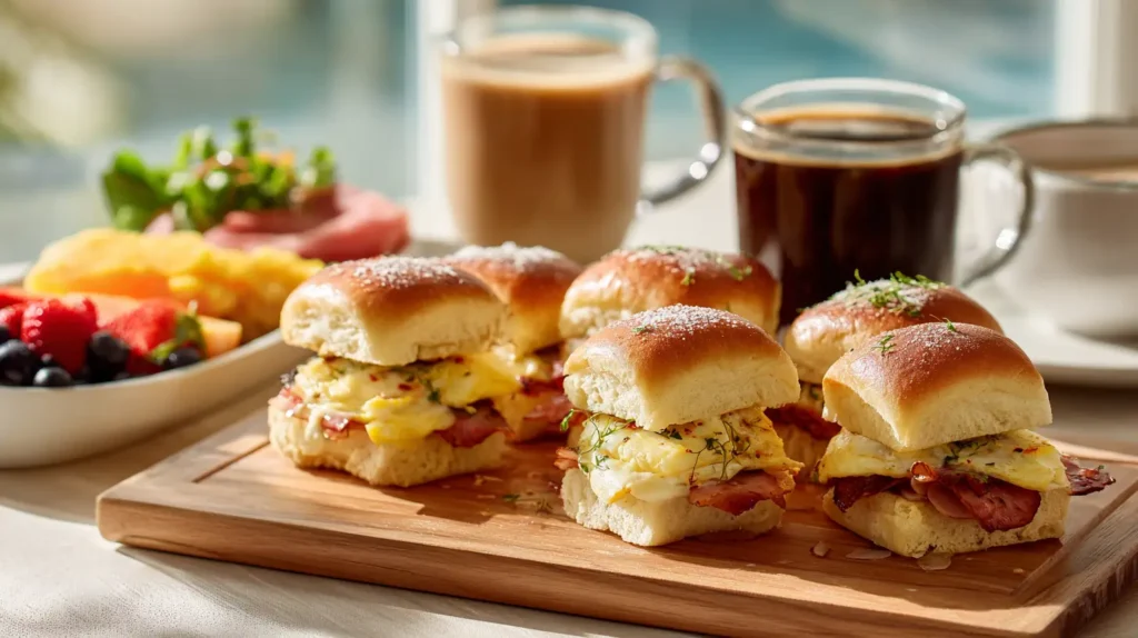 Hawaiian Roll Breakfast Sliders with Sausage Egg & Cheese