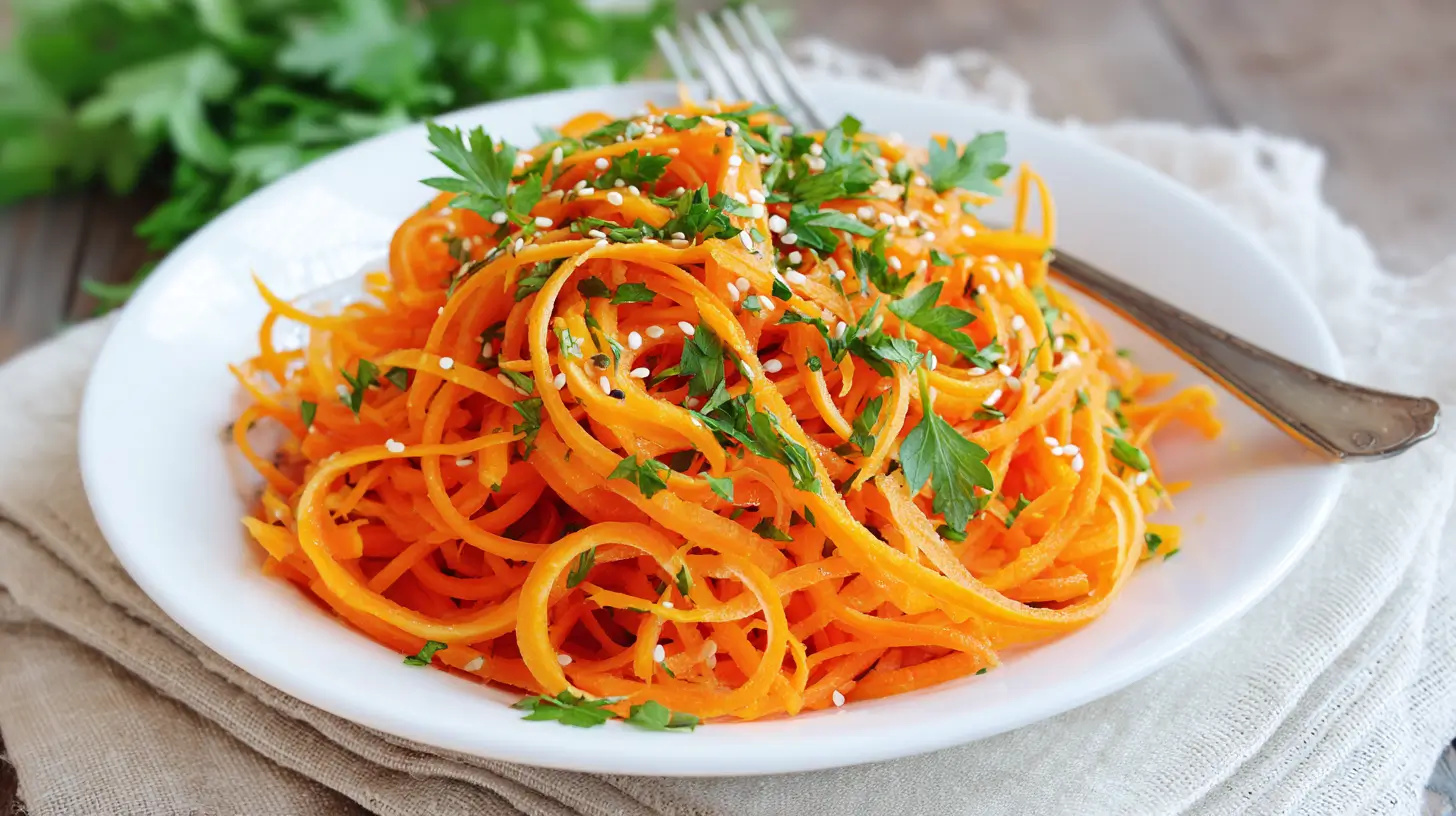 Raw carrot salad with parsley and sesame seeds