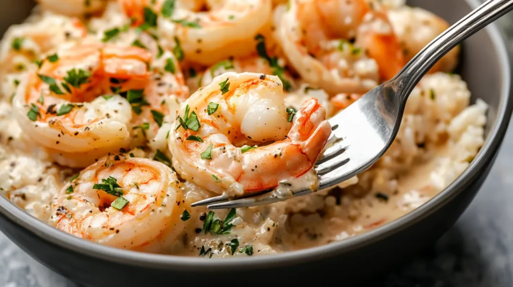Creamy Garlic Butter Shrimp Bowl with Herb Rice