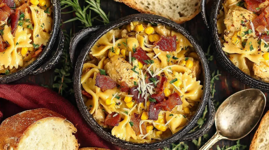 Creamy Chicken and Corn Pasta with Bacon