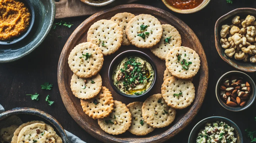 biskuat biscuits with dips and nuts