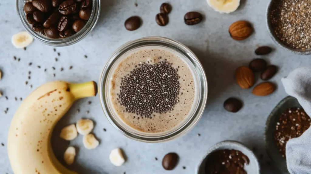 Step-by-step chia coffee drink preparation