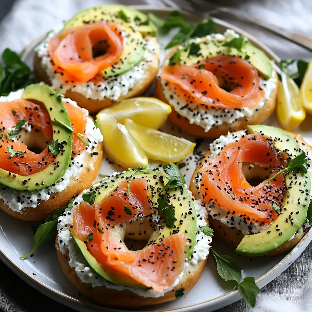 Cottage cheese bagels with savory toppings