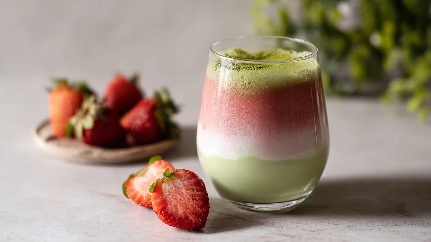 Layered strawberry matcha latte