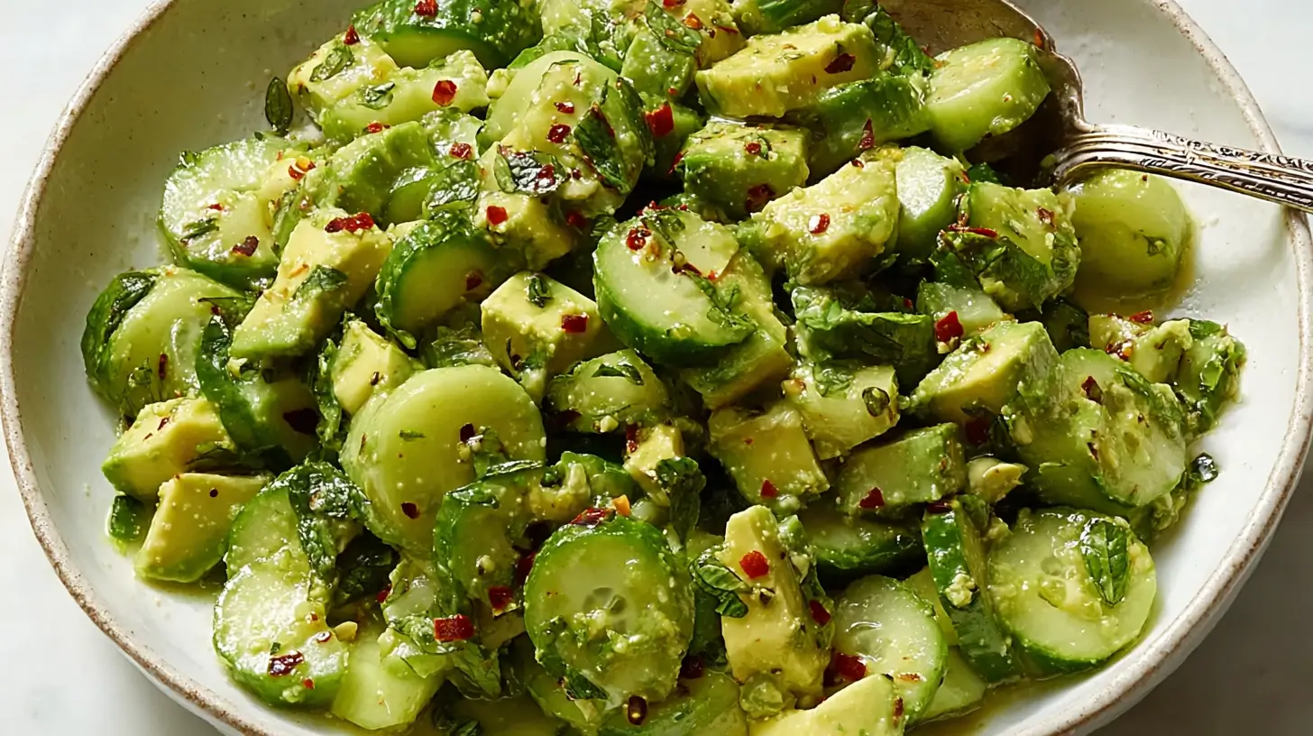 Cucumber avocado salad with fresh herbs