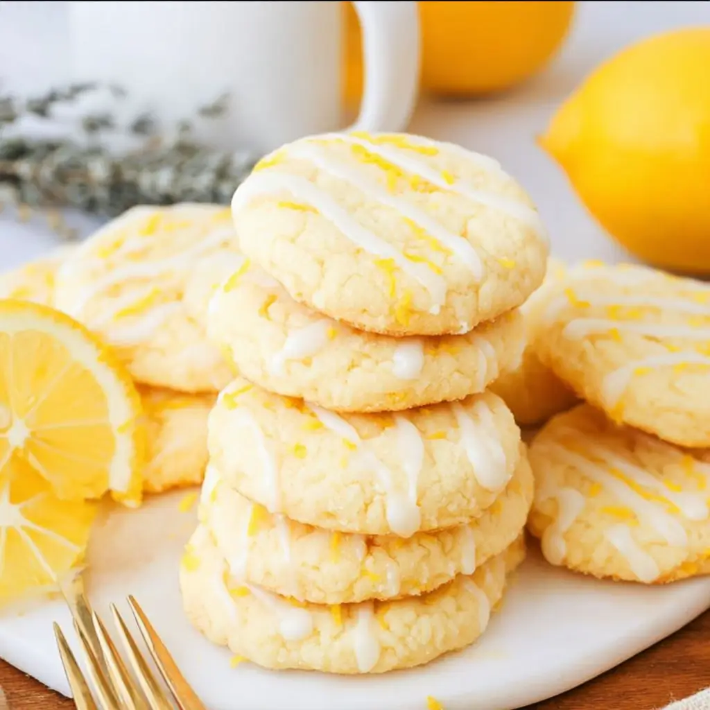 Platter of lemon sugar cookies with zest and sugar