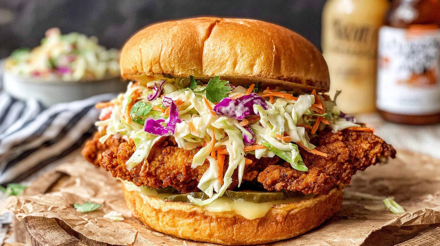 Nashville hot chicken sandwich with coleslaw