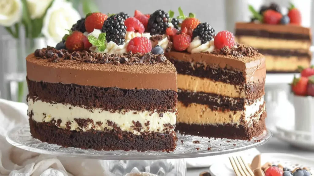 Tuxedo Cake - Triple Chocolate Mousse Cake