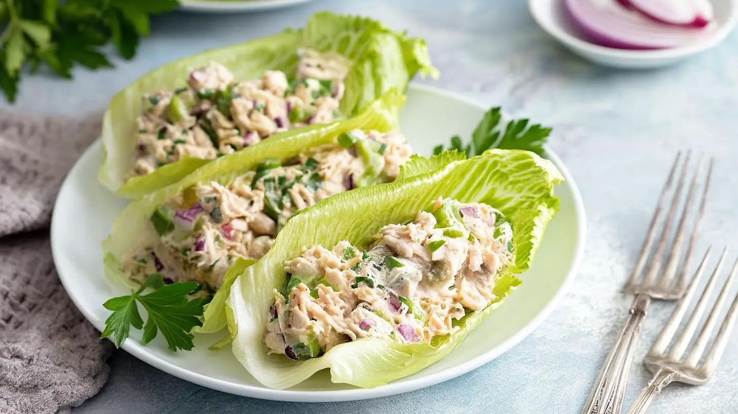 Easy Tuna Salad Boats filled with creamy tuna mixture and fresh herbs