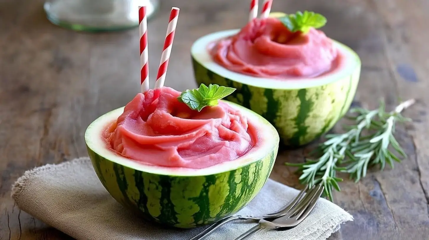 Frozen watermelon mocktail with mint garnish