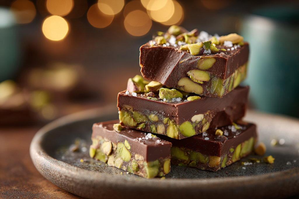 Decadent pistachio chocolate desserts and recipes featuring rich flavors and textures.