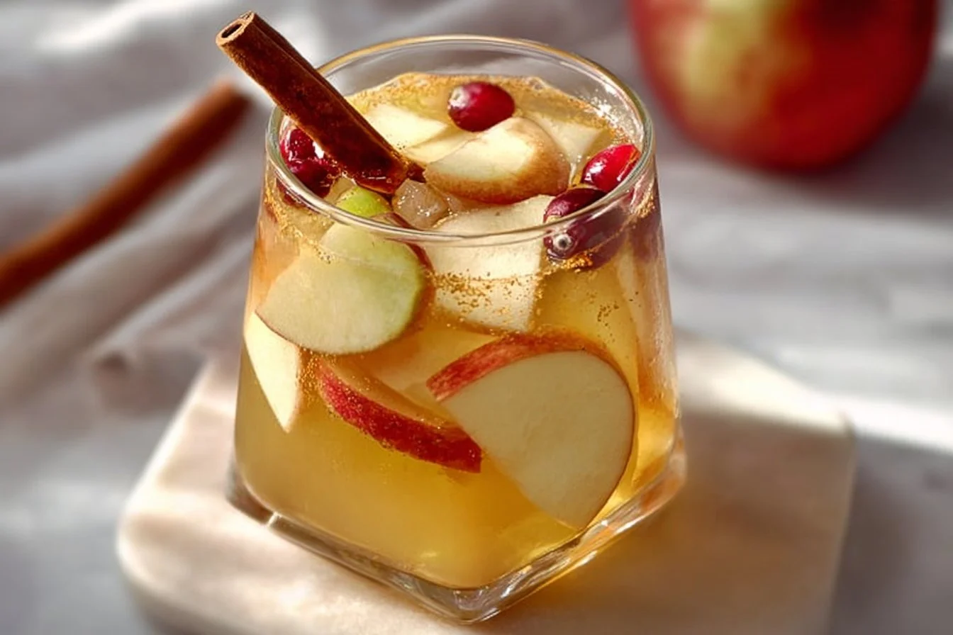 Apple Cider Sangria made with white wine and fresh apple slices