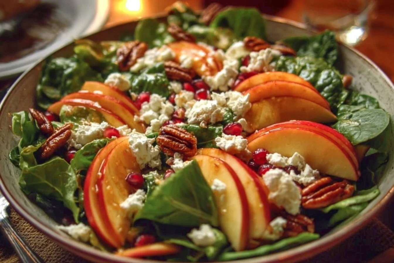 Autumn Harvest Honeycrisp Apple and Feta Salad with fresh ingredients