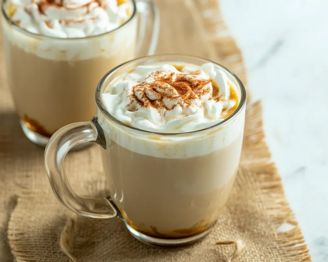 Homemade pumpkin spice latte with espresso, pumpkin puree, and warm spices.