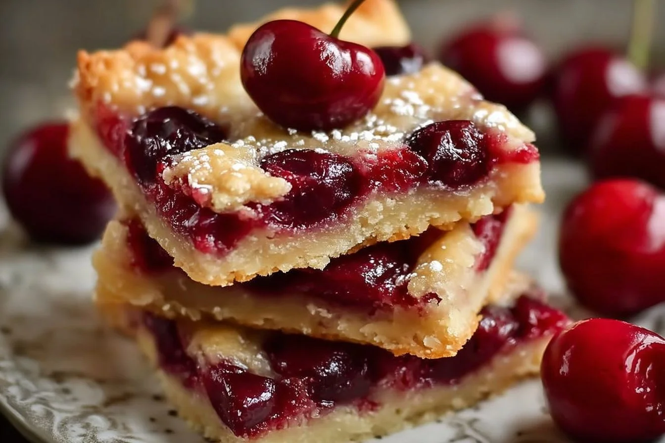 Delicious easy cherry pie bars with a flaky crust and cherry filling