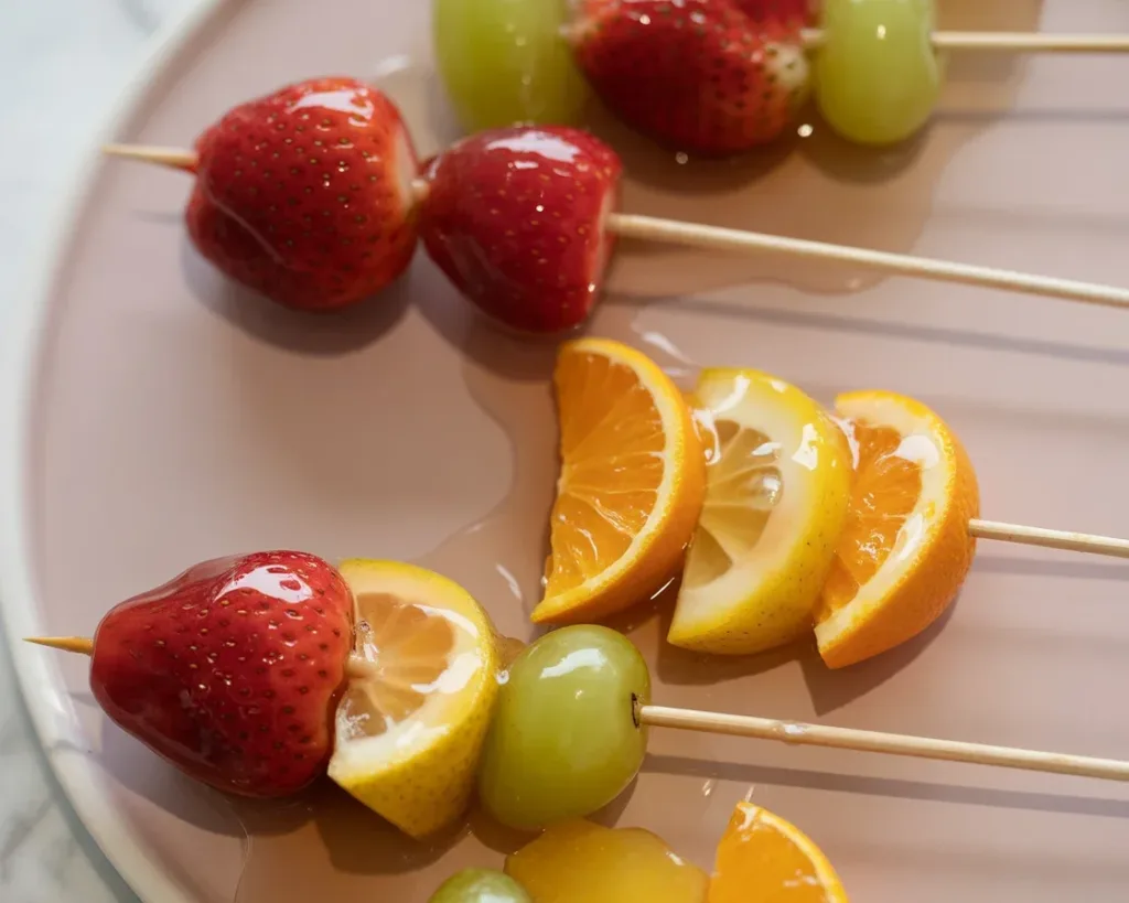 Tanghulu - Candied fruit skewers coated in a crispy sugar shell, a Chinese delicacy.