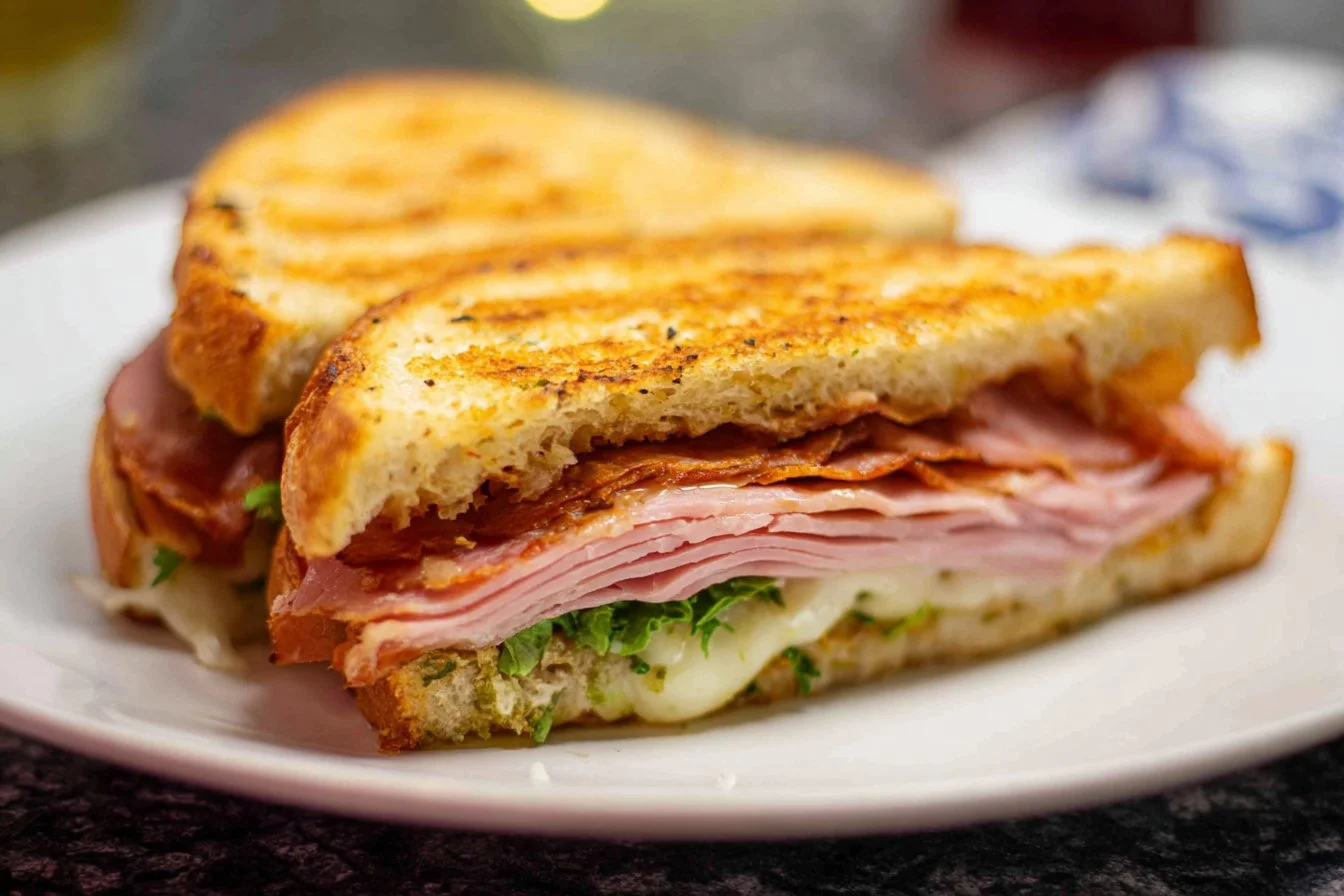 Delicious mortadella sandwich with fresh ingredients and a crispy bun